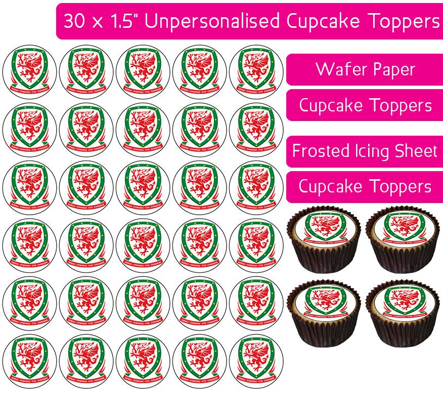 Welsh Football - 30 Cupcake Toppers