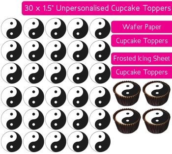 Yin Yang - 30 Cupcake Toppers
