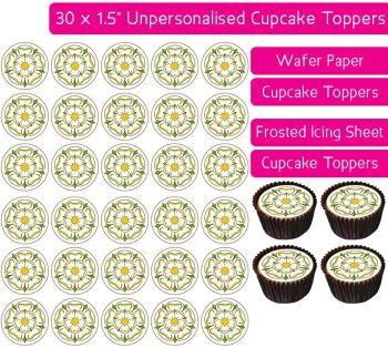 Yorkshire Rose - 30 Cupcake Toppers