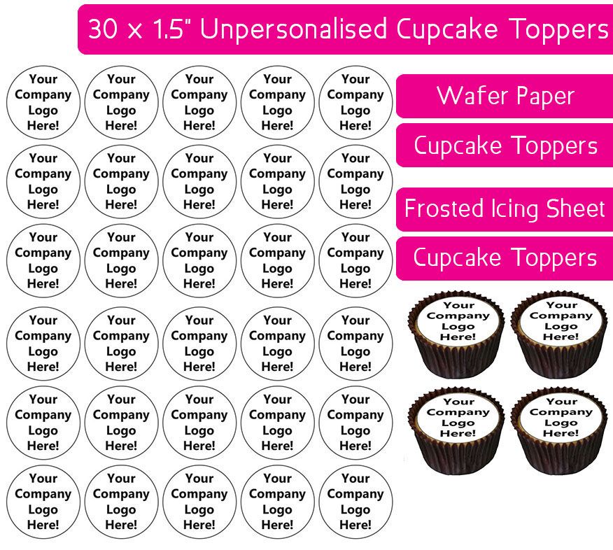 Your Own Company Logo  - 30 Cupcake Toppers