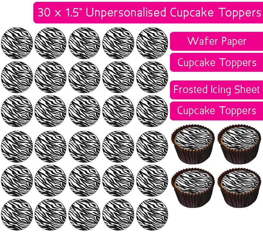 Zebra Print - 30 Cupcake Toppers