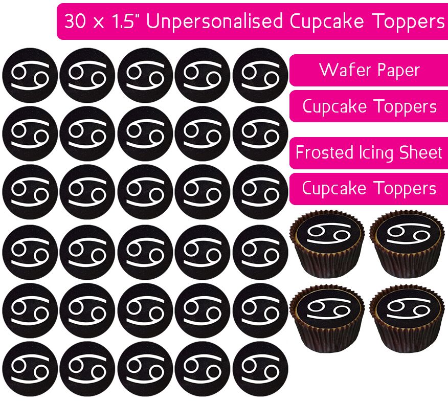 Zodiac Cancer - 30 Cupcake Toppers