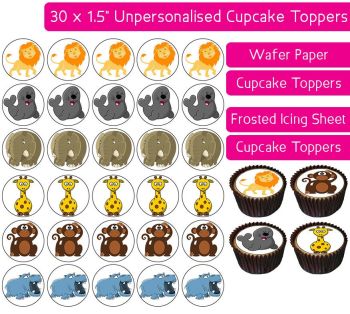 Zoo Animals - 30 Cupcake Toppers