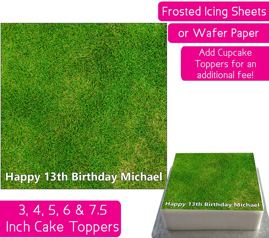 Grass Square Personalised Cake Topper