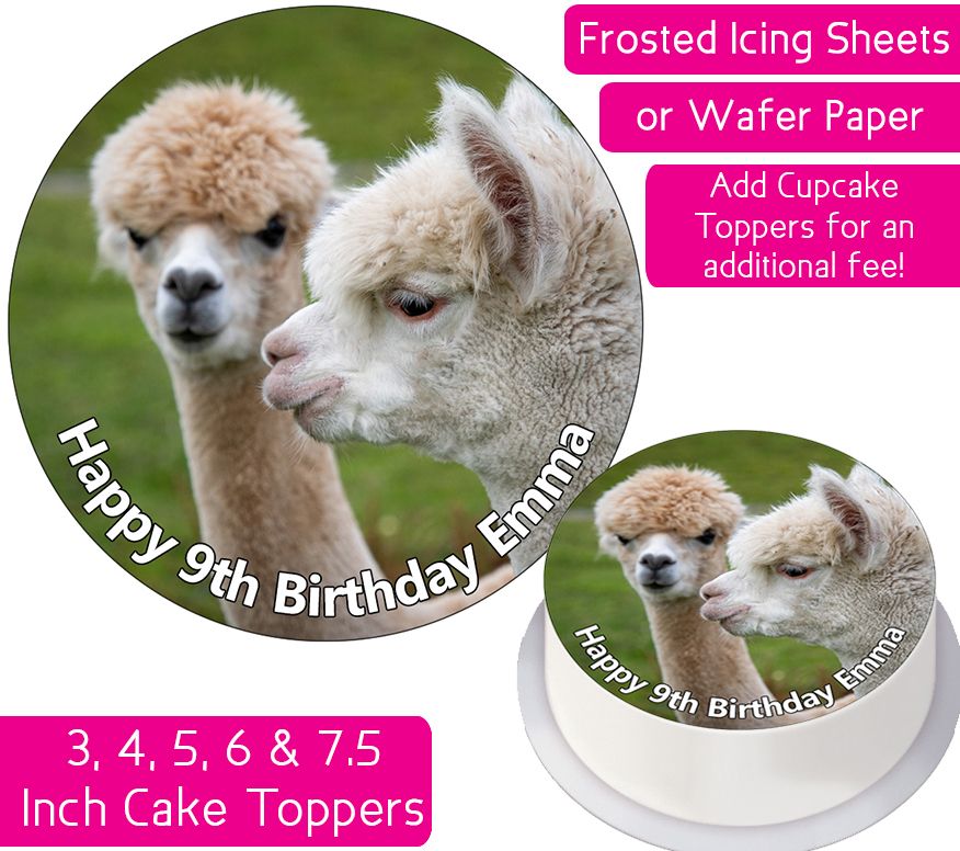 Alpaca Pair Personalised Cake Topper