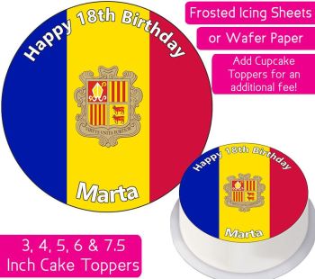 Andorra Flag Personalised Cake Topper