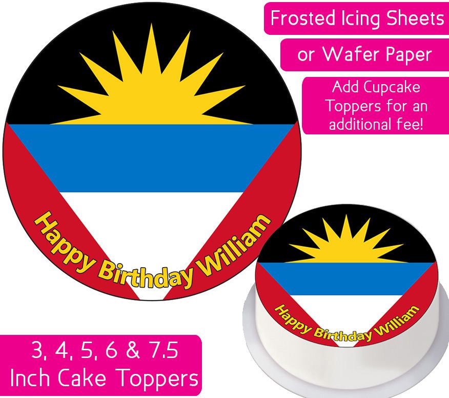 Antigua & Barbuda Flag Personalised Cake Topper