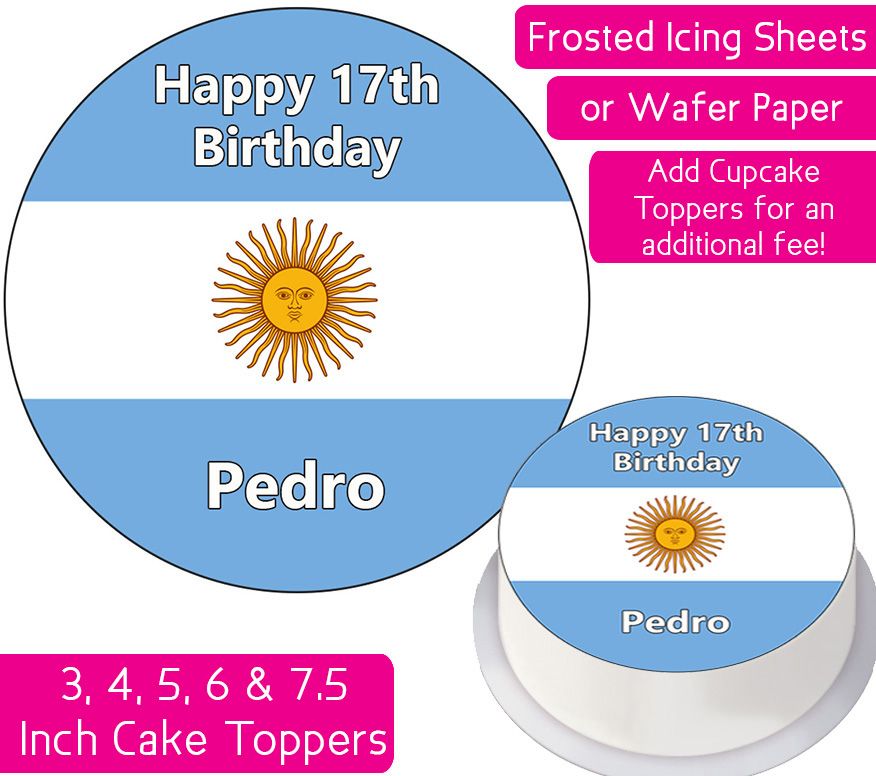 Argentina Flag Personalised Cake Topper