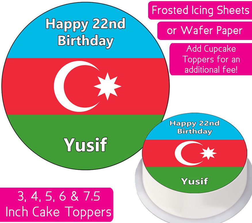 Azerbaijan Flag Personalised Cake Topper