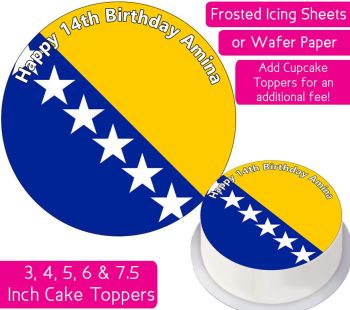 Bosnia & Herzegovina Flag Personalised Cake Topper