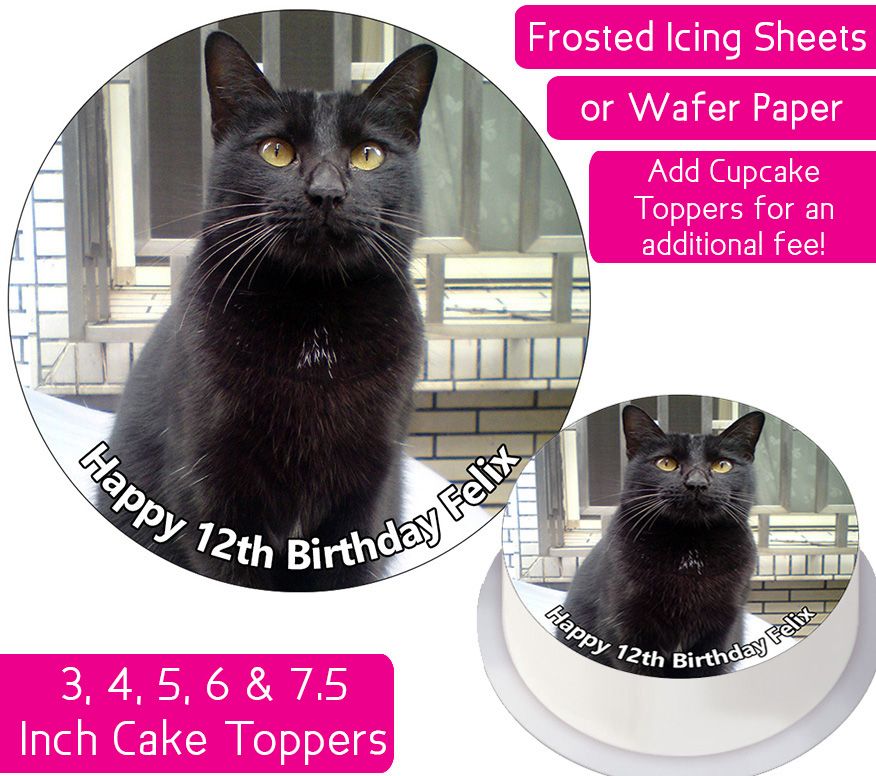 Cat Black Personalised Cake Topper