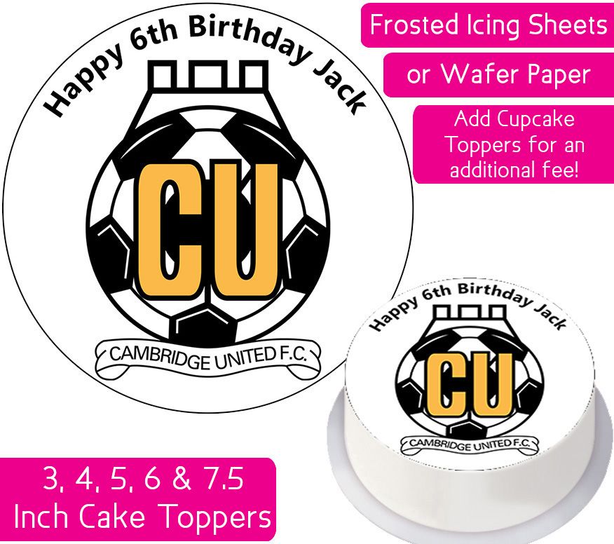 Cambridge United Football Personalised Cake Topper