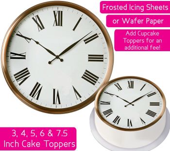 Clock Face - Roman Numerals Personalised Cake Topper