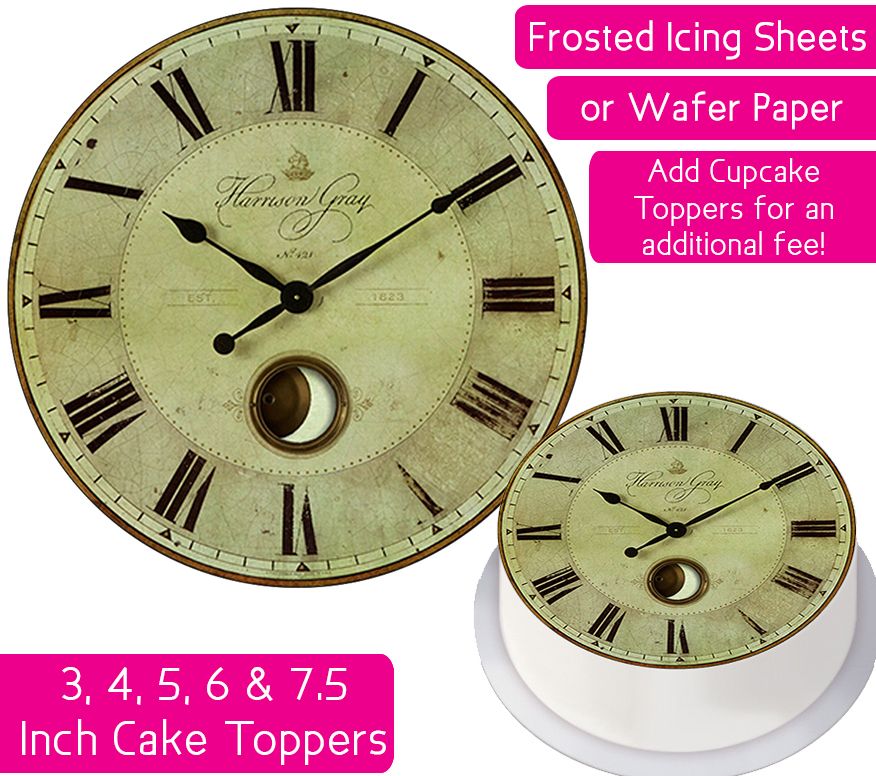 Clock Face - Vintage Personalised Cake Topper