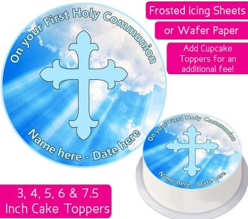 Communion Blue Personalised Cake Topper