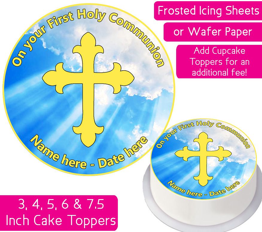 Communion Gold Personalised Cake Topper