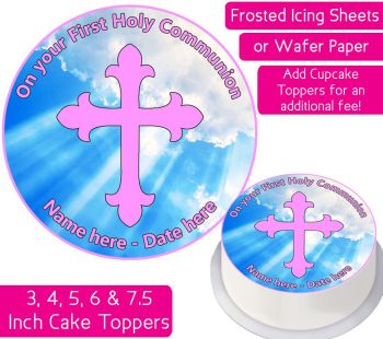 Communion Pink Personalised Cake Topper