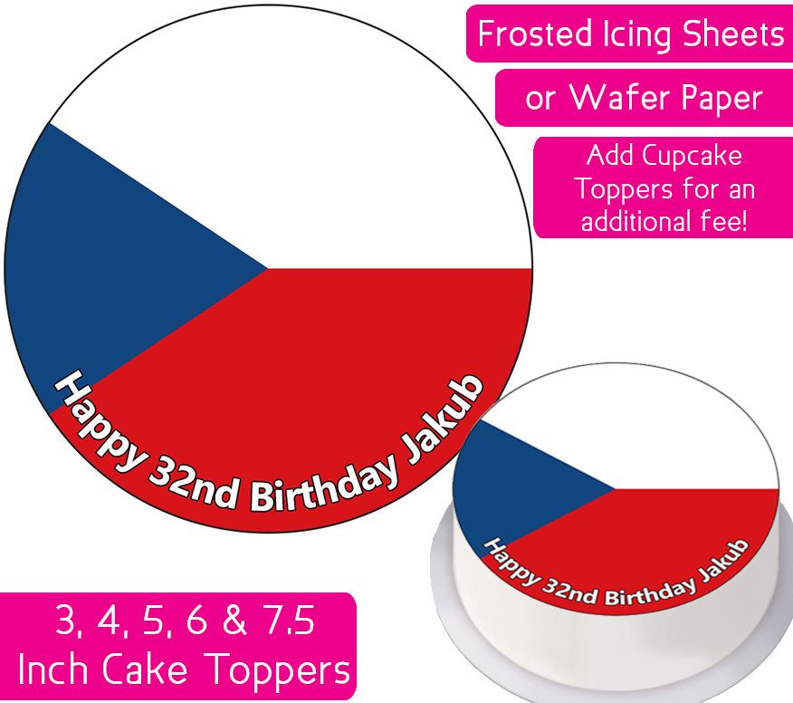 Czech Republic Flag Personalised Cake Topper