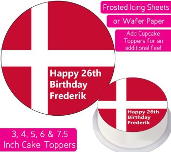 Denmark Flag Personalised Cake Topper