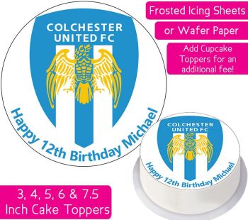 Colchester United Football Personalised Cake Topper