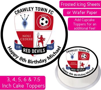 Crawley Town Football Personalised Cake Topper