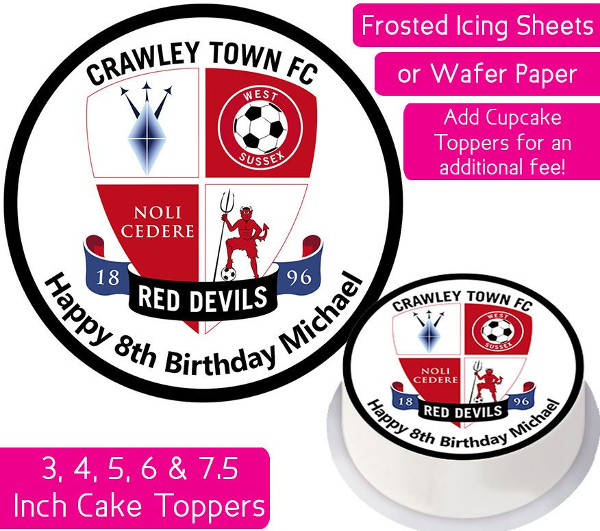 Crawley Town Football Personalised Cake Topper