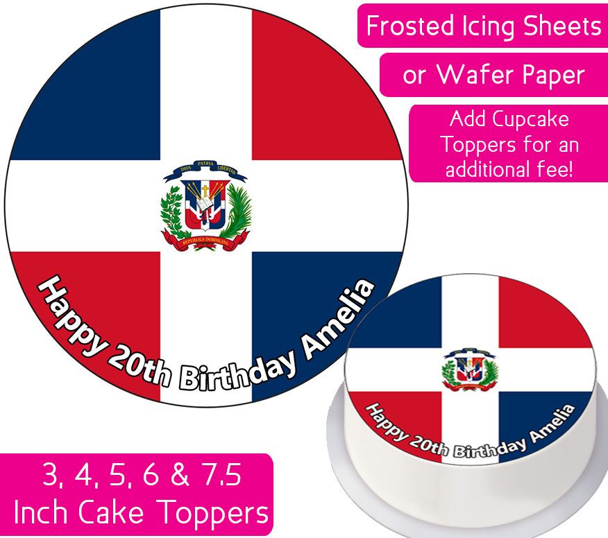 Dominican Republic Flag Personalised Cake Topper