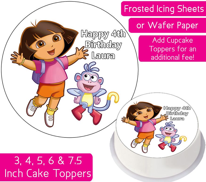 Dora The Explorer Plain Personalised Cake Topper