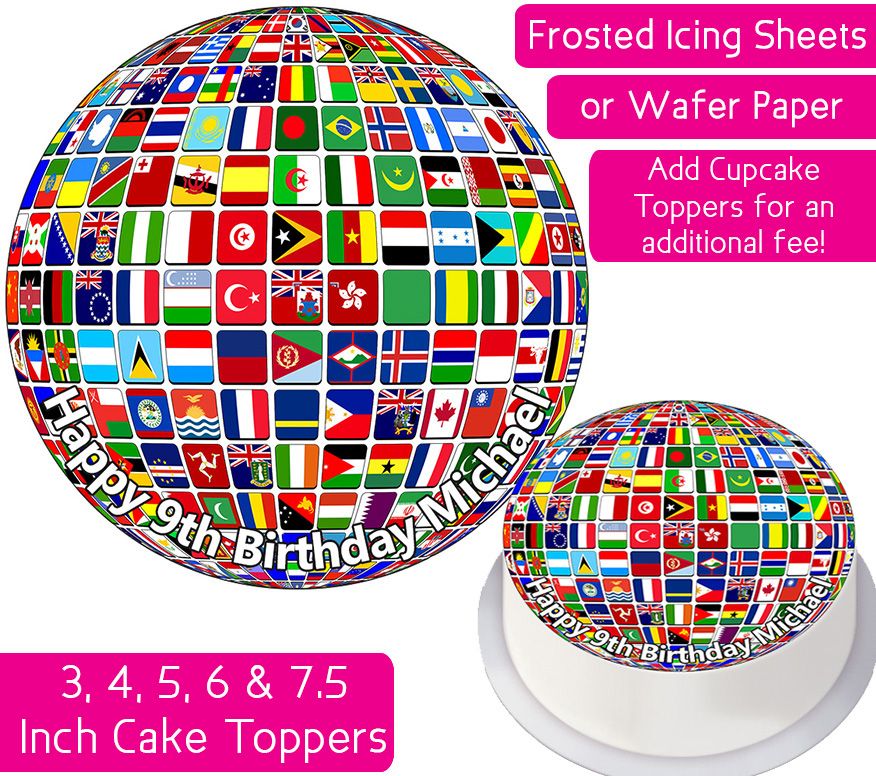 Flag Globe Personalised Cake Topper