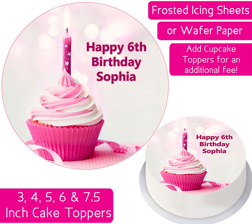 Girls Cupcake Personalised Cake Topper