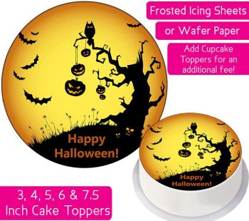 Halloween Pumpkins & Bats Personalised Cake Topper