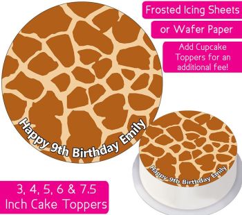 Giraffe Print Personalised Cake Topper