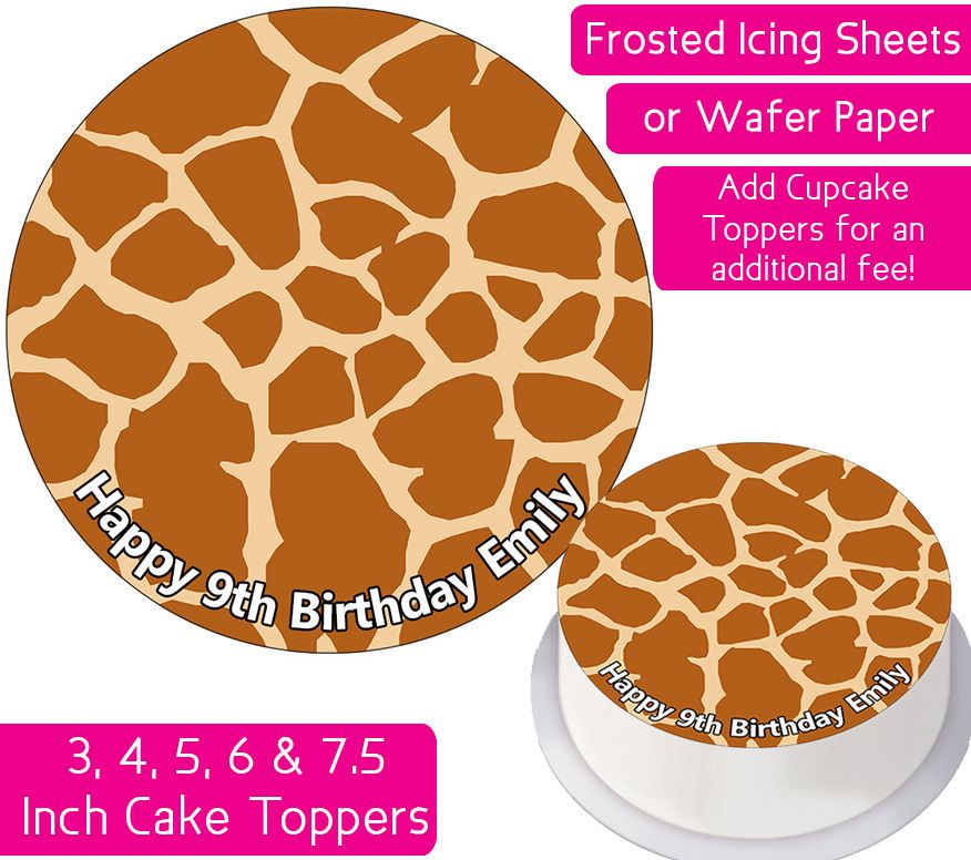 Giraffe Print Personalised Cake Topper