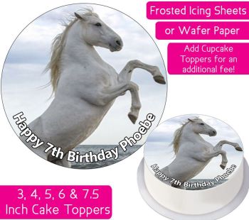 Horse White Personalised Cake Topper