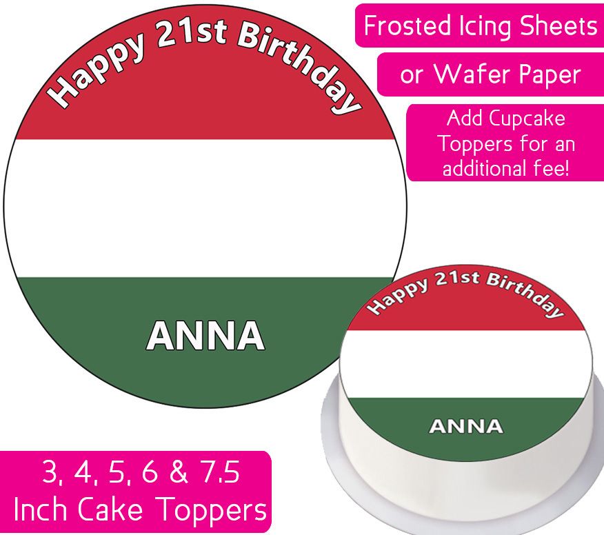 Hungary Flag Personalised Cake Topper