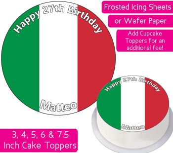 Italy Flag Personalised Cake Topper