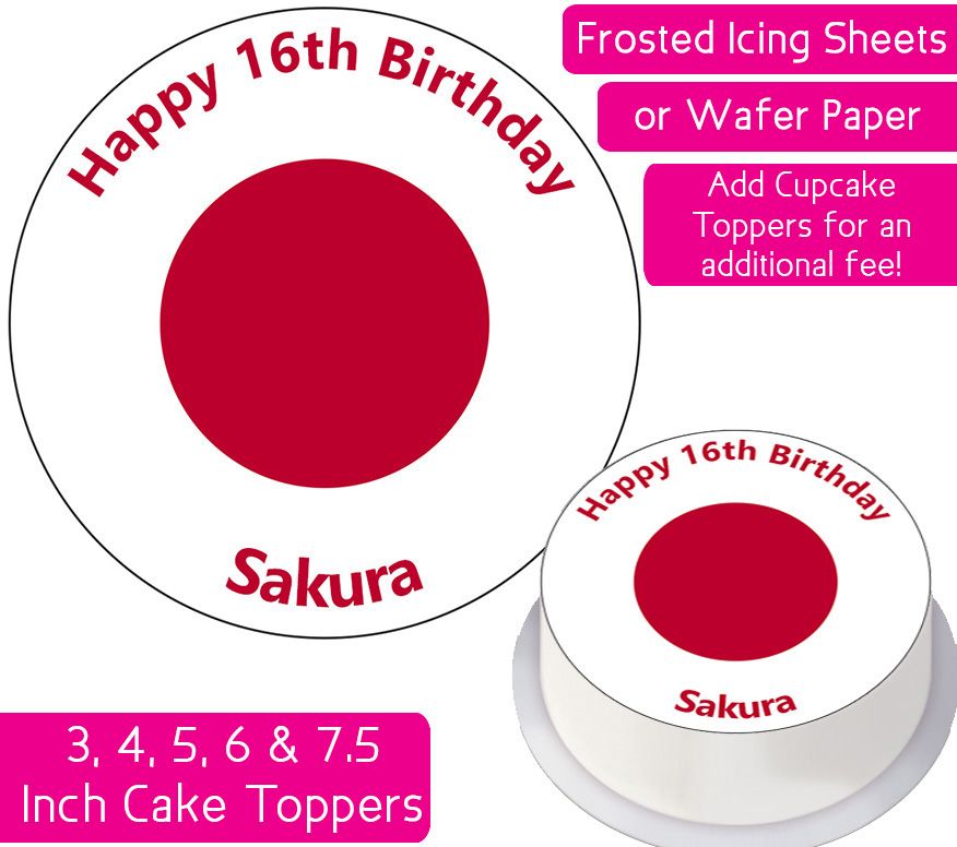 Japan Flag Personalised Cake Topper