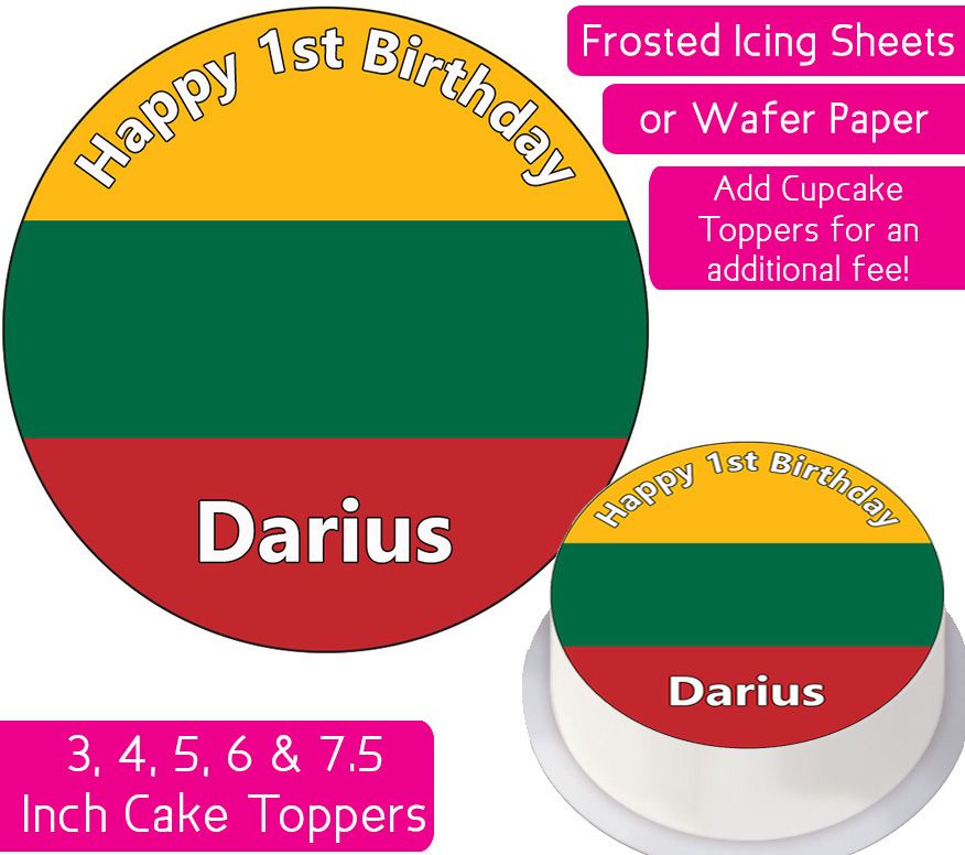 Lithuania Flag Personalised Cake Topper