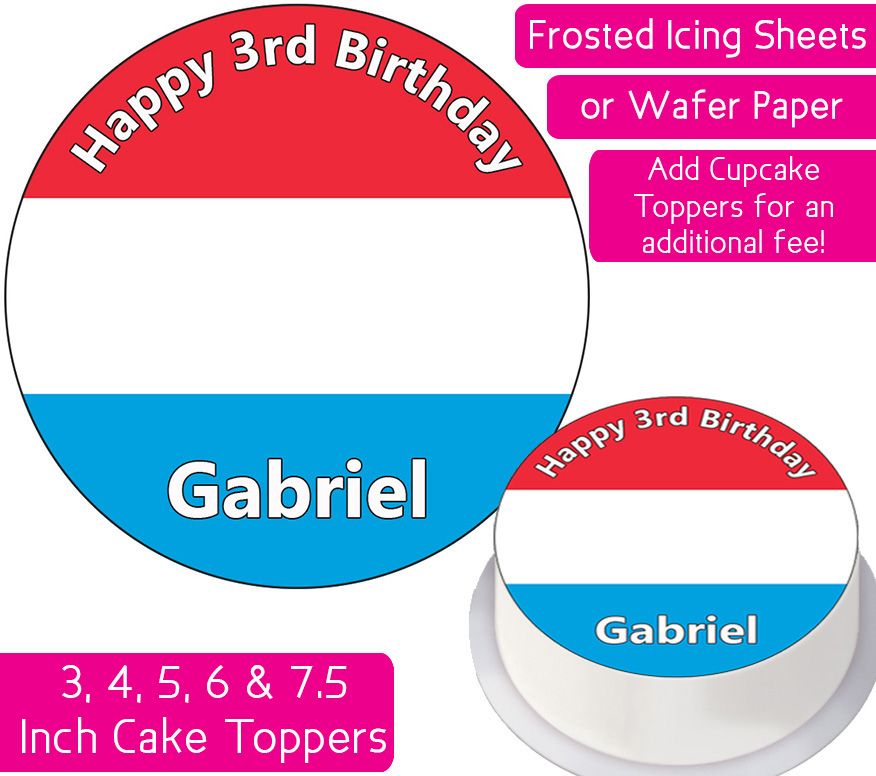 Luxembourg Flag Personalised Cake Topper