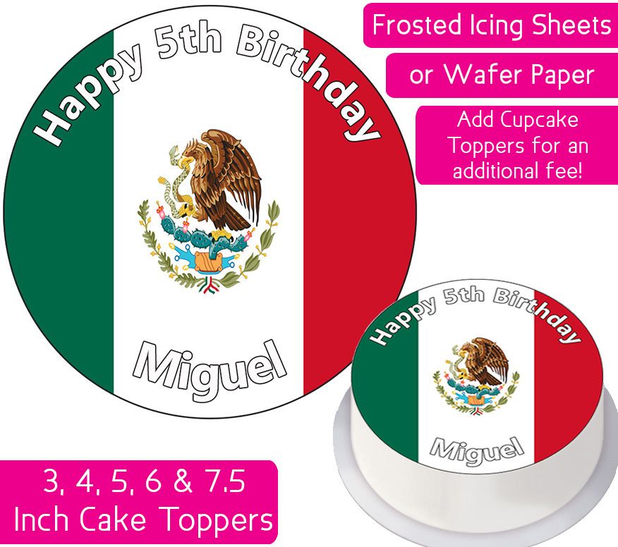 Mexico Flag Personalised Cake Topper