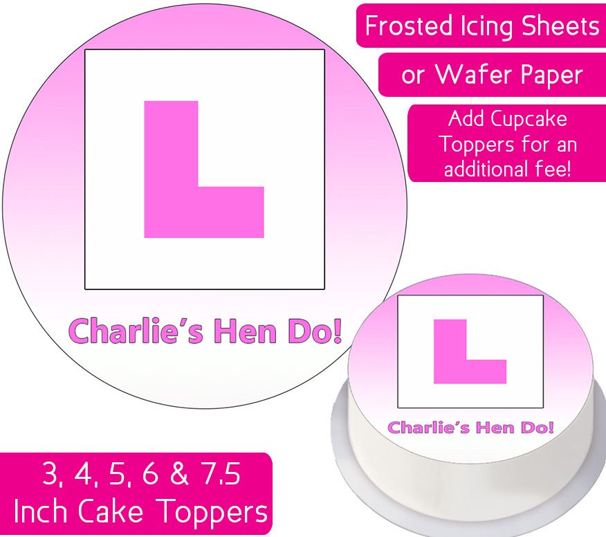 L Plate - Pink - Personalised Cake Topper