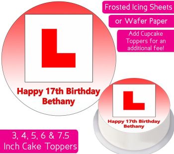 L Plate - Red - Personalised Cake Topper