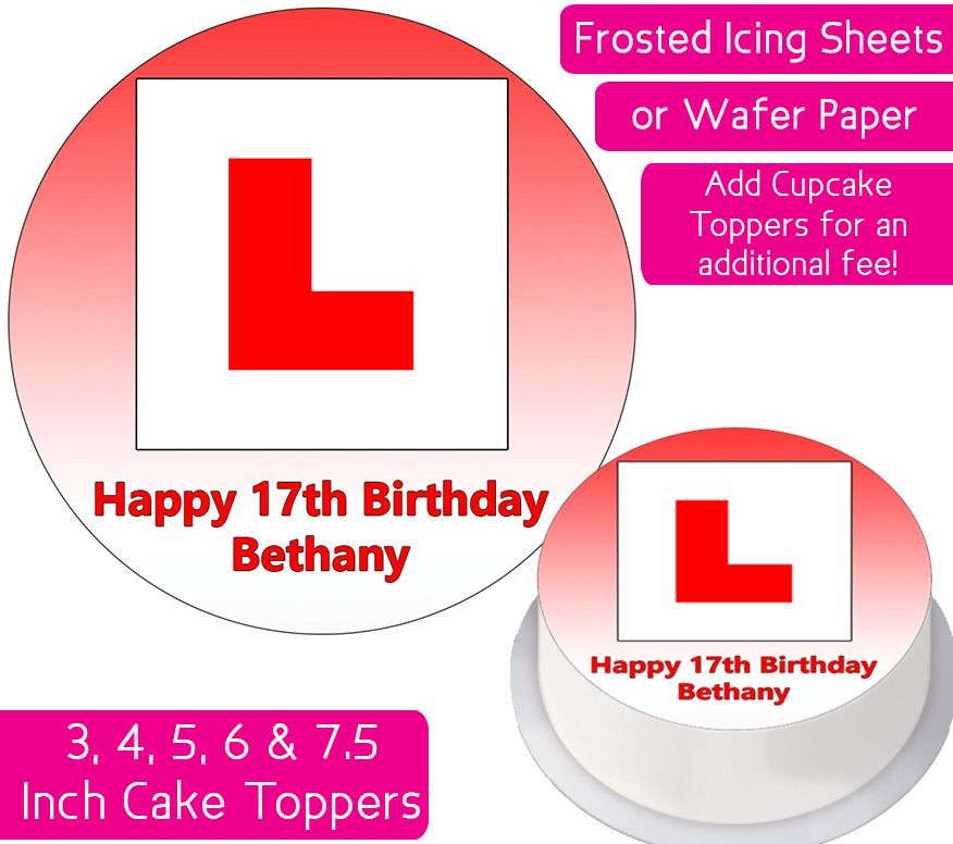 L Plate - Red - Personalised Cake Topper