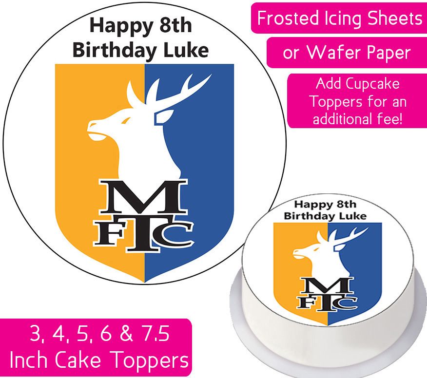 Mansfield Town Football Personalised Cake Topper
