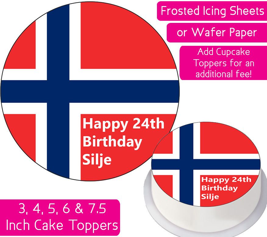Norway Flag Personalised Cake Topper