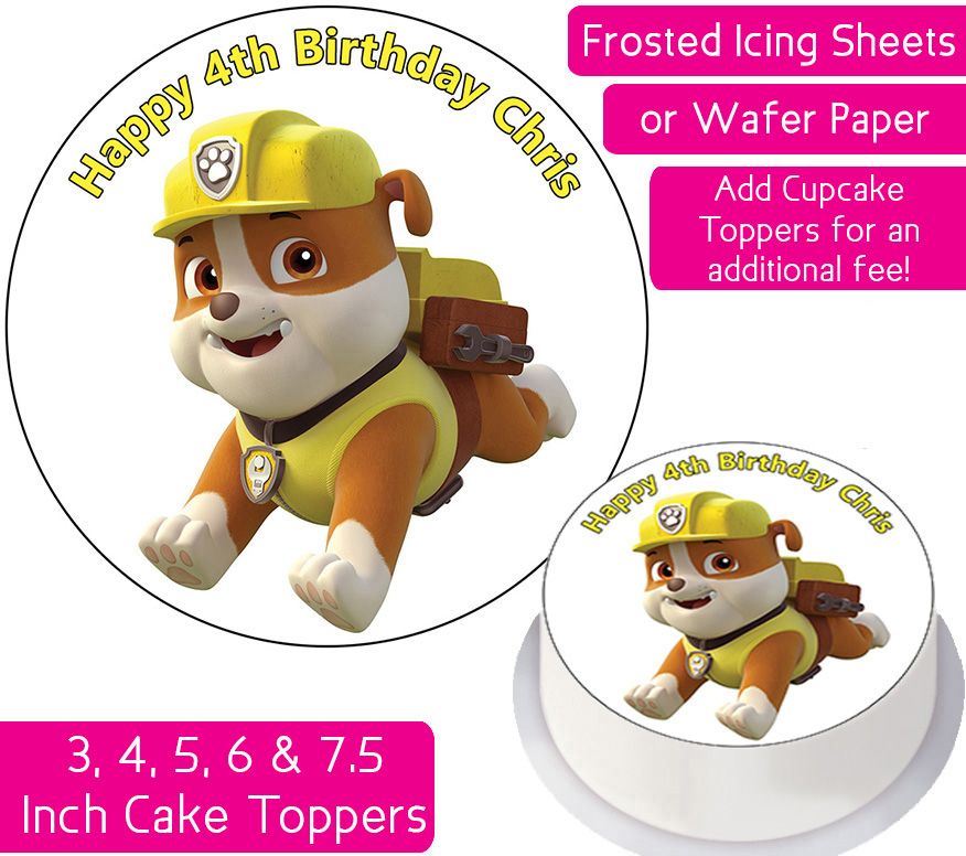 Paw Patrol Rubble Personalised Cake Topper