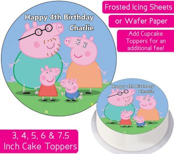 Peppa Pig Family Personalised Cake Topper