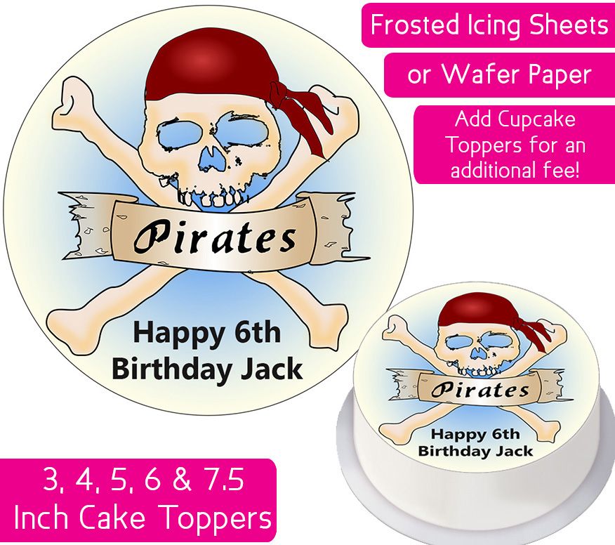 Pirate Skull Personalised Cake Topper