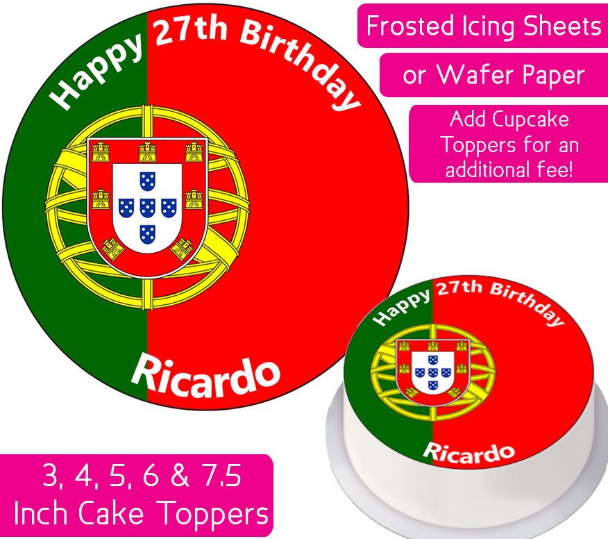Portugal Flag Personalised Cake Topper