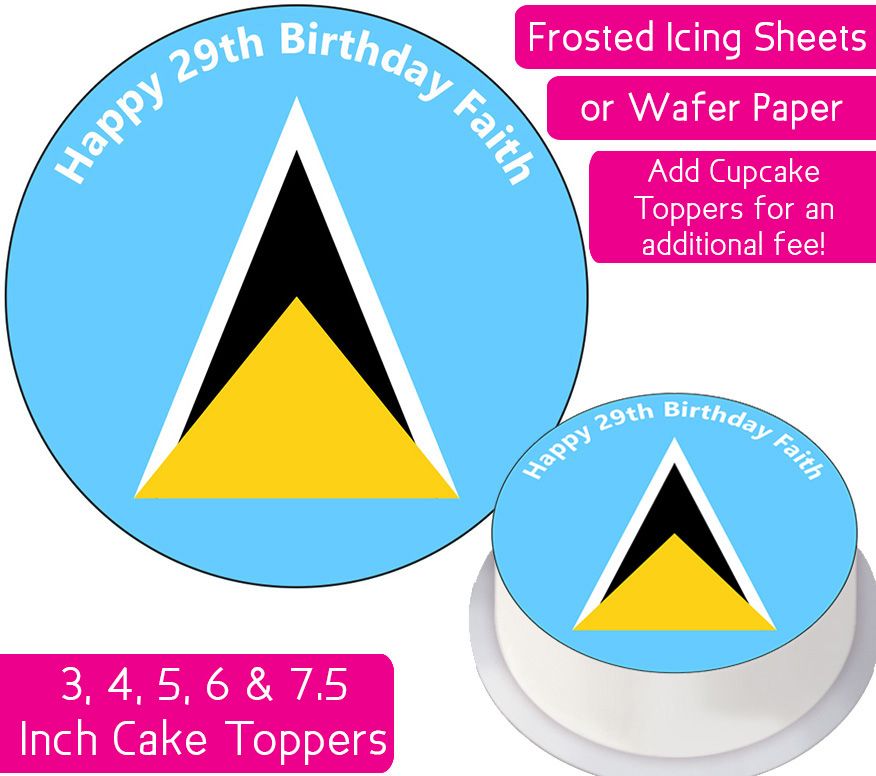Saint Lucia Flag Personalised Cake Topper